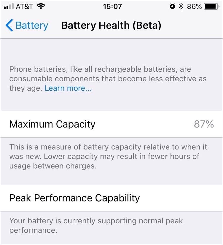 Battery Health Screenshot